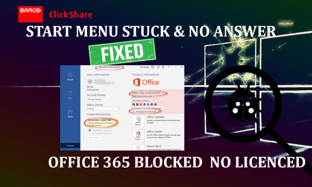 Windows – Office 365 stuck start menu no answer or signing  account blocked