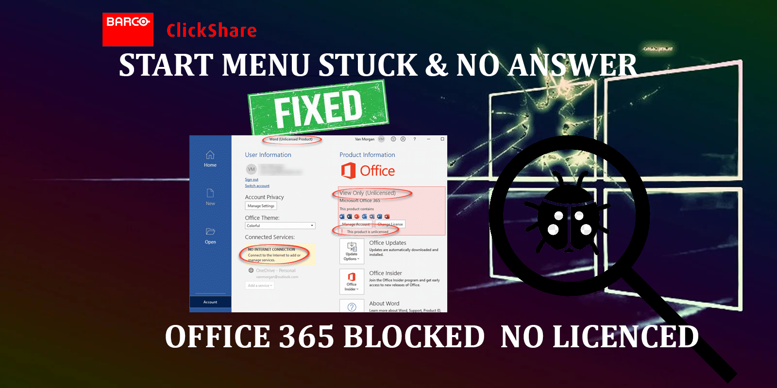 Windows - Office 365 Stuck Start Menu No Answer Or Signing Account ...